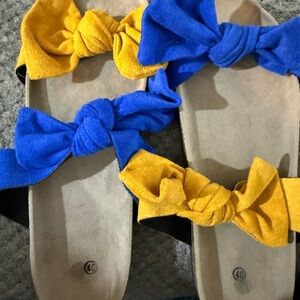 Blue and Yellow Knotted Sandals